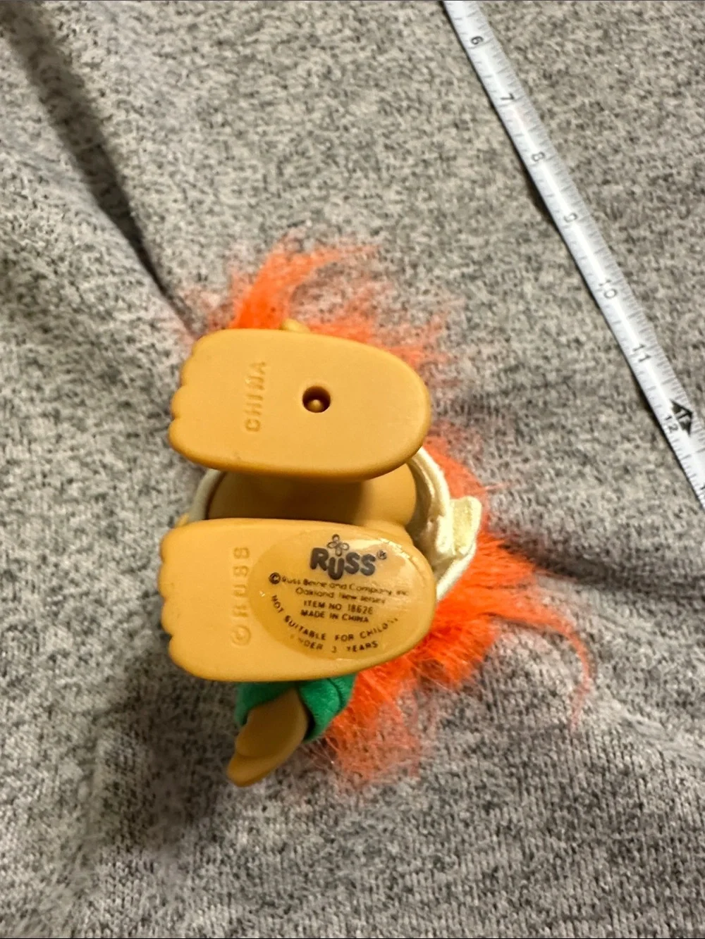 Russ Orange-Haired Troll Doll with Green Sleeves 